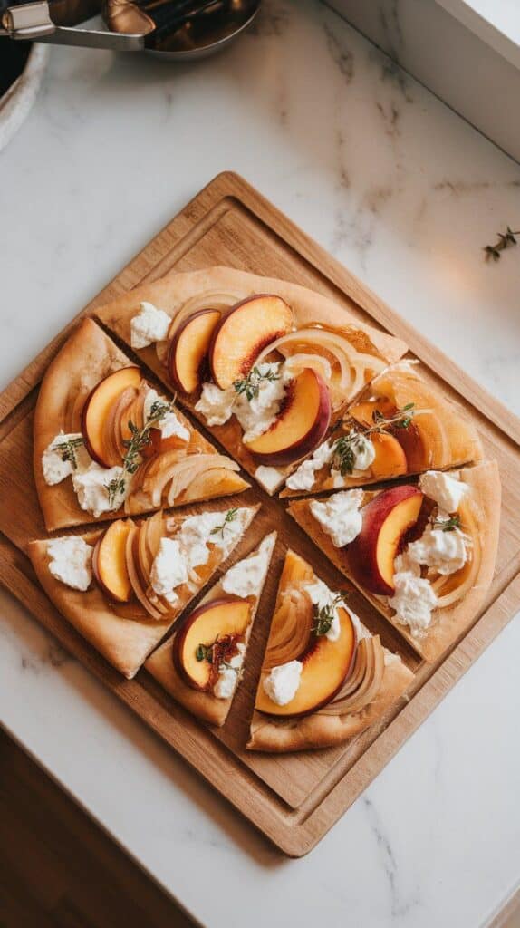 Peach, Caramelized Onion & Goat Cheese Flatbread