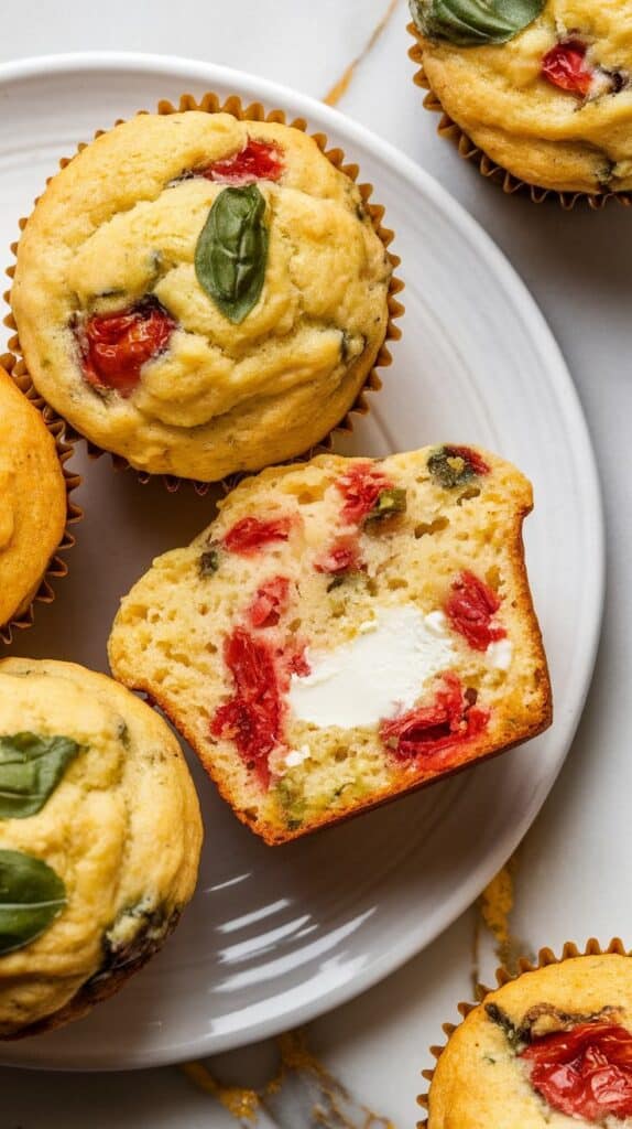 Sun-Dried Tomato & Basil Cottage Cheese Muffins