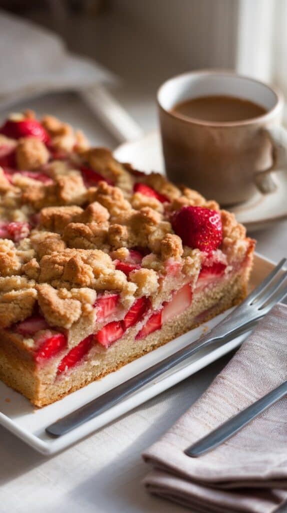 Strawberry Rhubarb Coffee Cake
