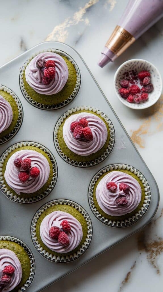 Mulberry Matcha Cupcakes