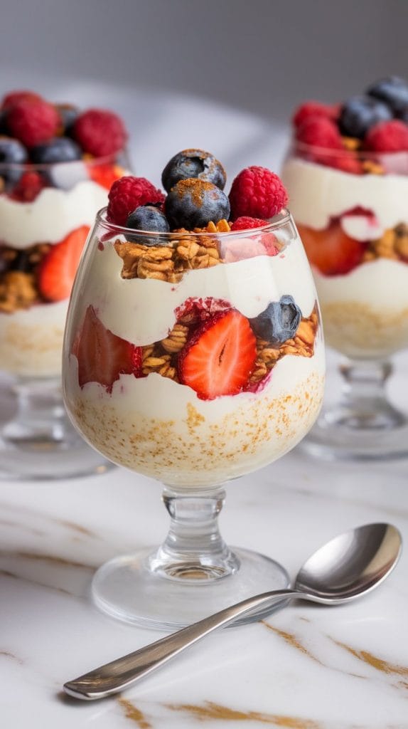 Eggnog Parfait with Granola and Berries