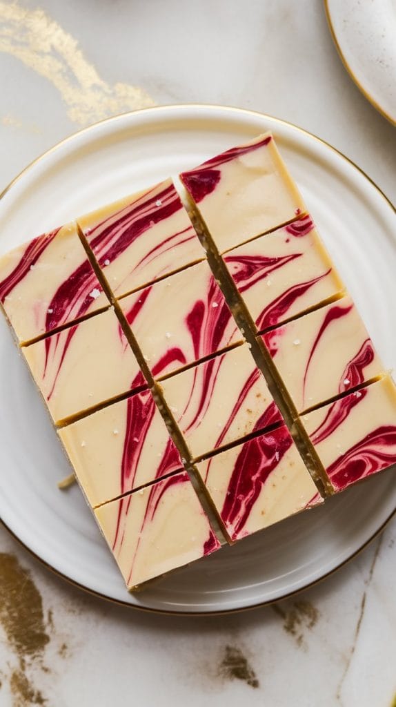 Eggnog Fudge with Cranberry Swirls