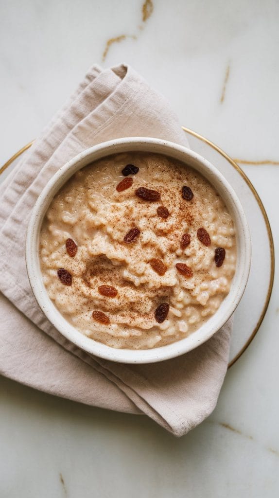 Eggnog Rice Pudding with Raisins