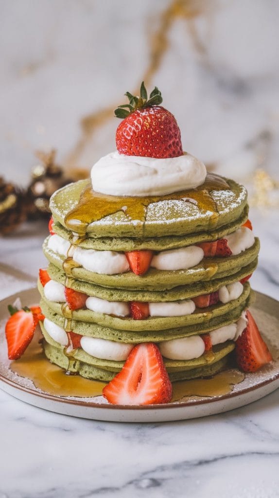Matcha Christmas Tree Pancakes