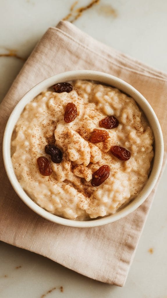 Eggnog Rice Pudding with Raisins