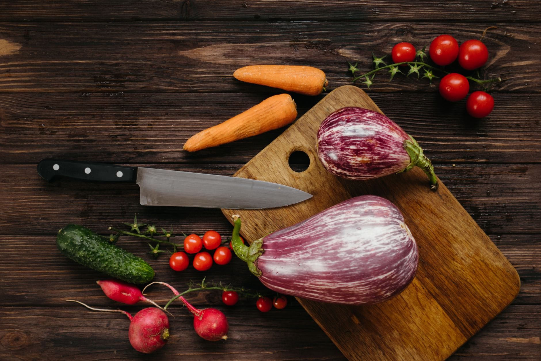 fresh vegetables cutting board