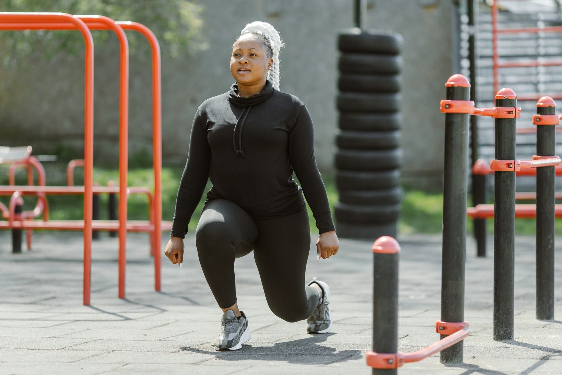 lunge exercise outdoors